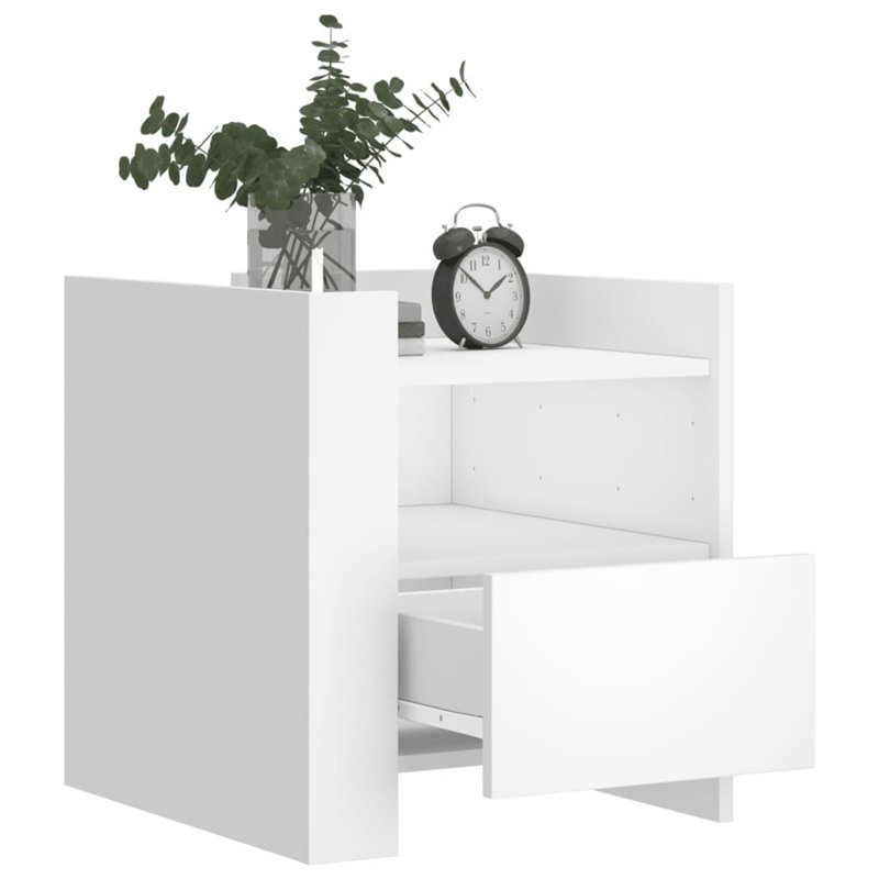 Anagrace 45cm W Manufactured Wood Bedside Table, White