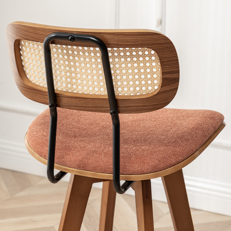 Sirine 4 Pieces Swivel Linen Counter Stool, Orange