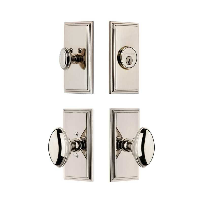 Ensemble de courte entrée Grandeur Carre avec poignée Eden Prairie en nickel poli, 2.75", Nickel poli