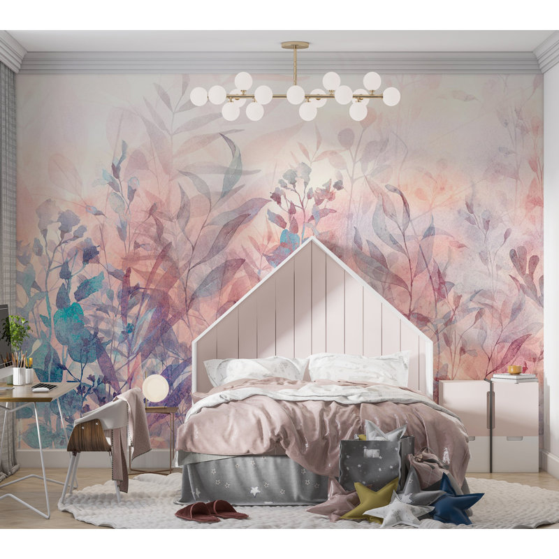 Murale botanique Peel & Stick - Pastel Nature Memory, L 82 po x l 115 po