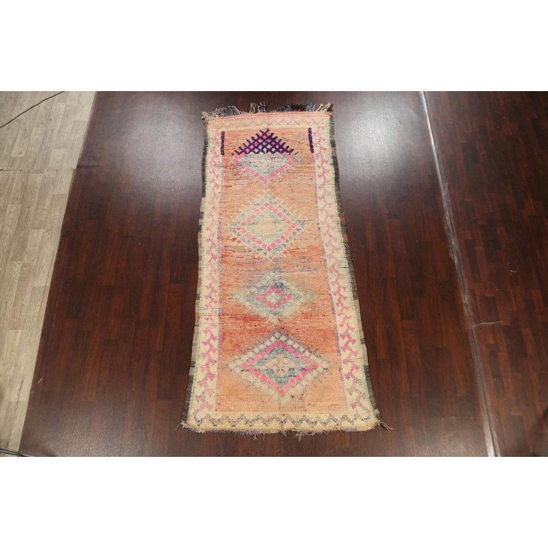 Tapis pêche noué à la main de conception unique 4 pi 5 po x 10 pi 9 po