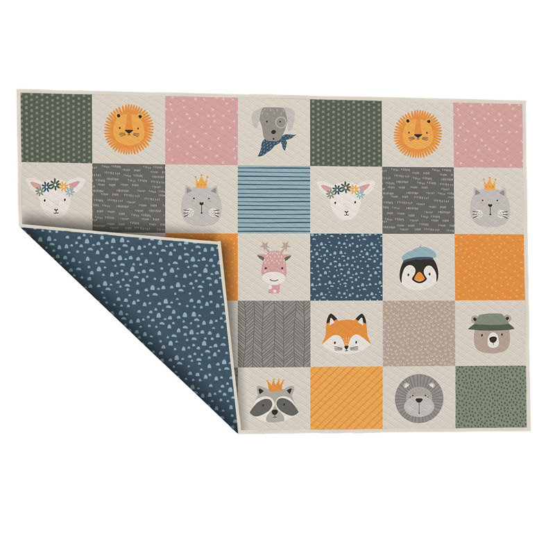 Tapis bleu tissé à la machine Weekapaug, Rectangle 5 pi x 6 pi