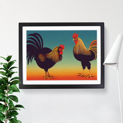 The Two Roosters 1 Piece Single Picture Frame Wall Art