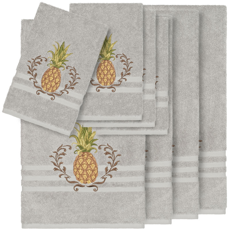 Welcome 8 Piece Turkish Cotton Towel Set, Light Gray
