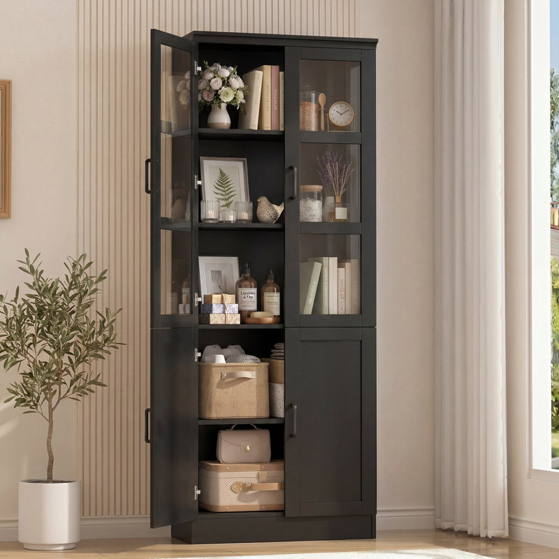 79.7" Tall Book Cabinet Storage Bookcase, Black