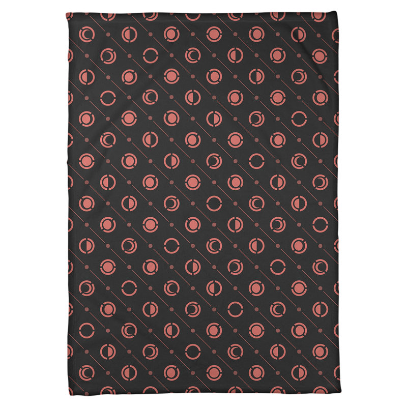 Couverture polaire moon phases, l 60 po x L 80 po, Noir / rouge