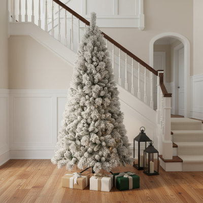Arbre de Noël pin vert et blanc 9 pi