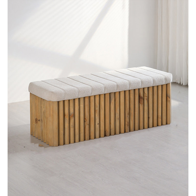 Repose-pieds de rangement en bois massif rétro