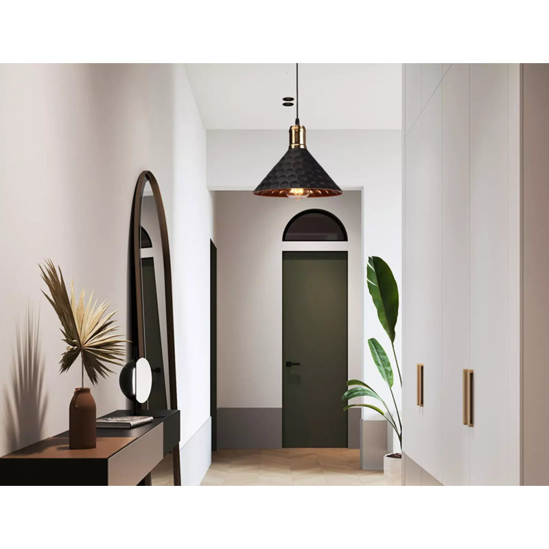 Black Cone Pendant Light – Hammered Ceiling Light for Kitchen Island & Dining Room