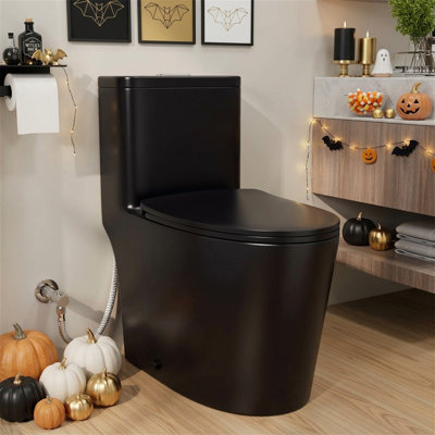 Toilette allongée une pièce à double chasse 1,1 / 1,28 GPF, certifiée Water Sense, hauteur du fauteuil confortable avec surface vernie antimicrobienne (siège inclus)