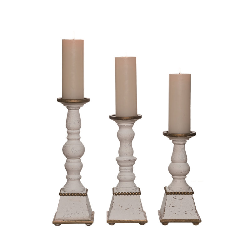 Ensemble de porte-pilier en bois 3 pièces H 16,25 po