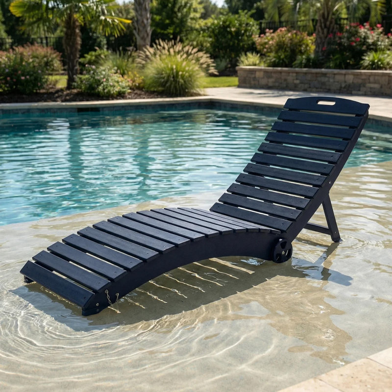 Chaise longue pliante avec roulettes, Navy