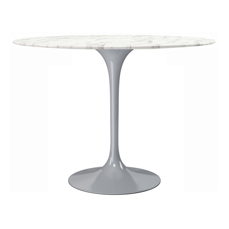 Tazio Round Marble Dining Table, Gray, 29.5" W x 40" L