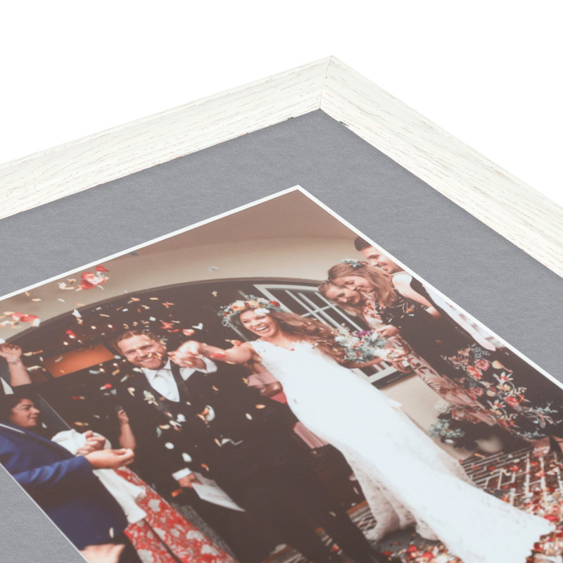 Wood Matte Picture Frame with Mat, Silver