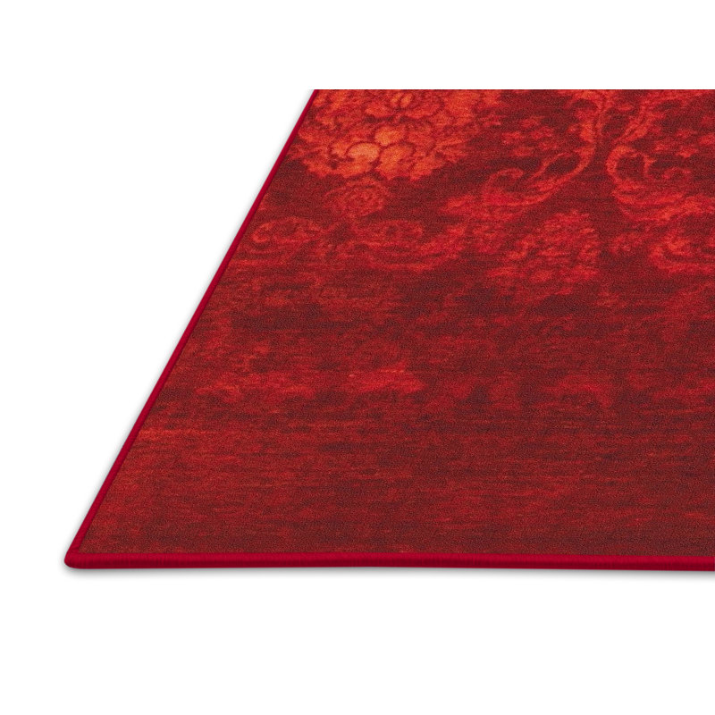 Tapis rouge à motif floral, Rectangle 7 pi x 9 pi