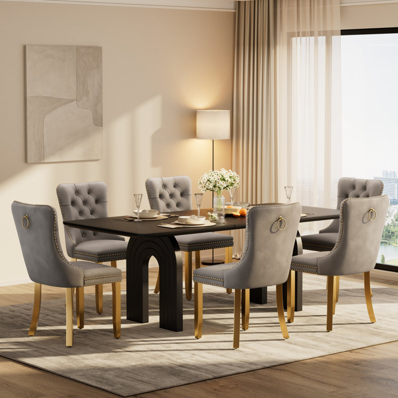 Ensemble de table de salle à manger ronde et transparente avec chaises capitonnées, ensemble de table de salle à manger moderne Mid-Century pour coin-repas de cuisine