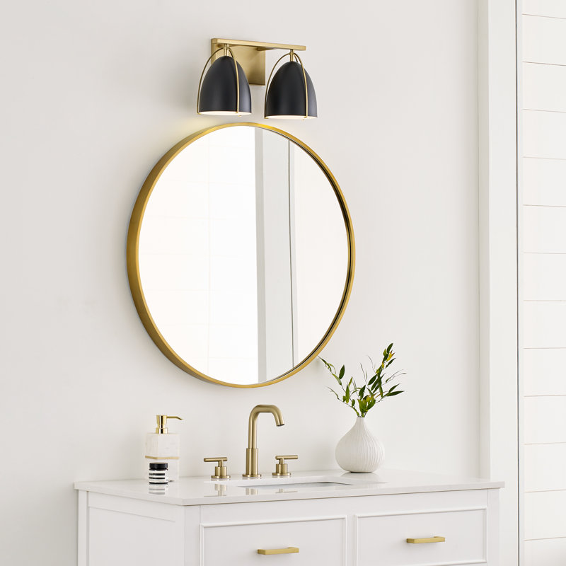 Norman Satin Brass Dual-Light Dimmable Vanity Wall Sconce