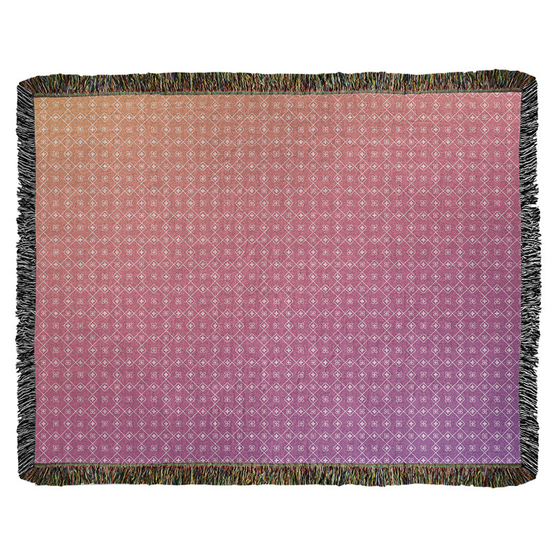 Katelyn Elizabeth Hand Woven Throw Blanket, 50" W x 60" L, Purple/Yellow