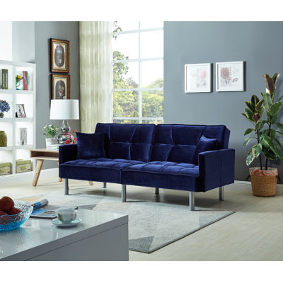 Hemphill 75.5'' Velvet Square Arm Sofa Bed
