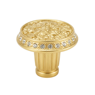 NANTUCKET NANTUCKET KNOB DECORATED WITH LIGHT COLORADO TOPAZ SWAROVSKI CRYSTALS IN BURNISHED BRASS PLATE