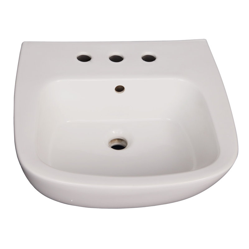 Barclay Elena 18.12'' White Vitreous China Rectangular Bathroom Sink with Overflow, 32.37" H x 19.75" W x 18.12" D