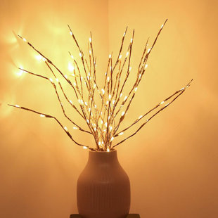 4Pcs LED Branches Lights Artificial Willow Twig Lights Branch Lamp Warm White Battery Powered for Home DIY Decor Vase Holiday Party Decoration