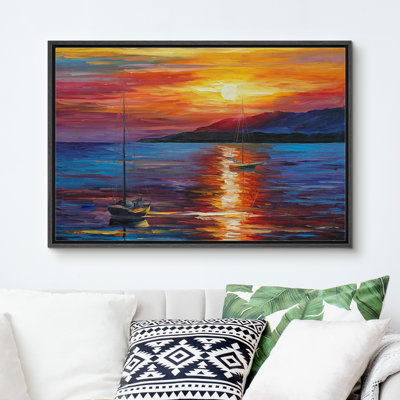 Coastal Ocean At Sunset Scenery Canvas Prints for Living Room Bedroom Decor M13
