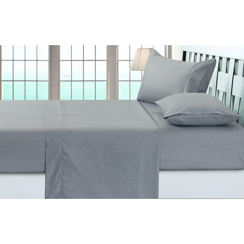 Ensemble de draps en microfibre à pois, Ensemble de draps pour lit simple TG + drap-housse, Gray