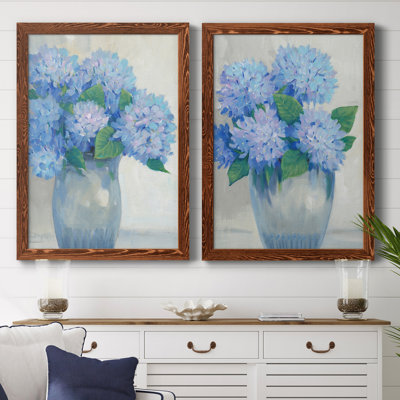 «Blue Hydrangeas in Vase I», ensemble de 2 reproductions d'art