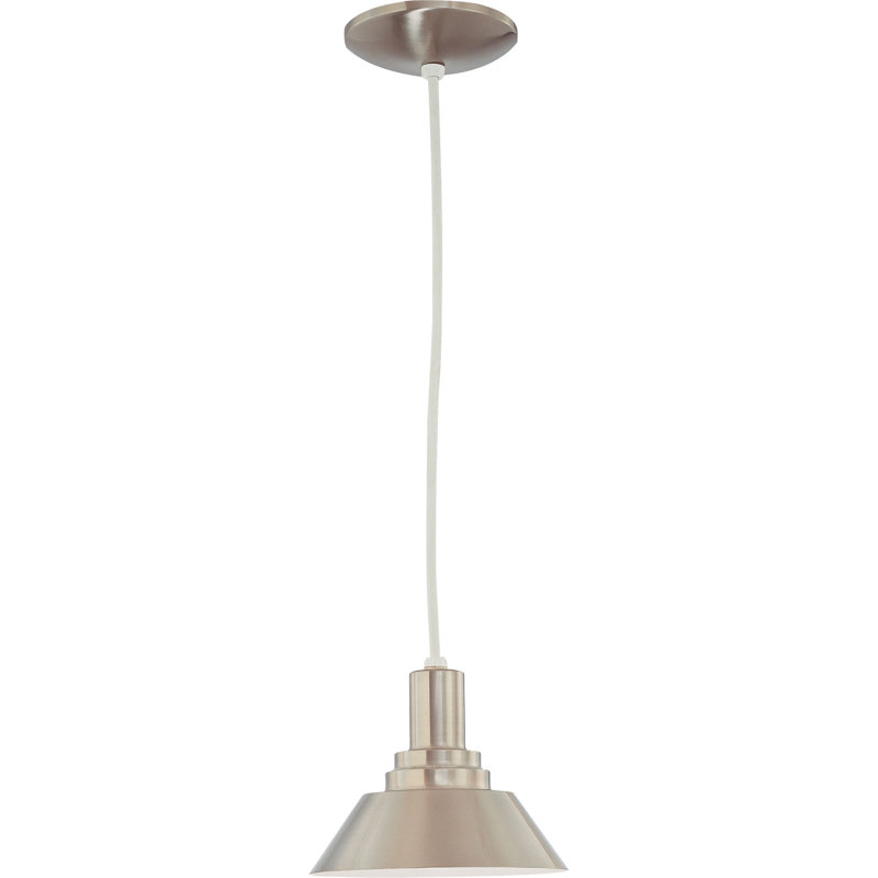 1-Light Indoor Brushed Nickel Inverted Empire Bowl Hanging Mini Pendant, Brushed Nickel