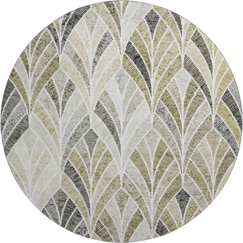 Premium Machine Washable Prisco Taupe Rug, Round 8'