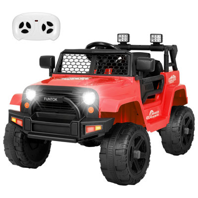 12V Kids Ride On Truck Vehicle Electric Car Toys with Remote Control,LED Lights -  FUNTOK