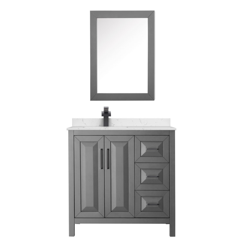 Daria 36'' W Single Vanity, White Cultured Marble, Dark Espresso, Matte Black