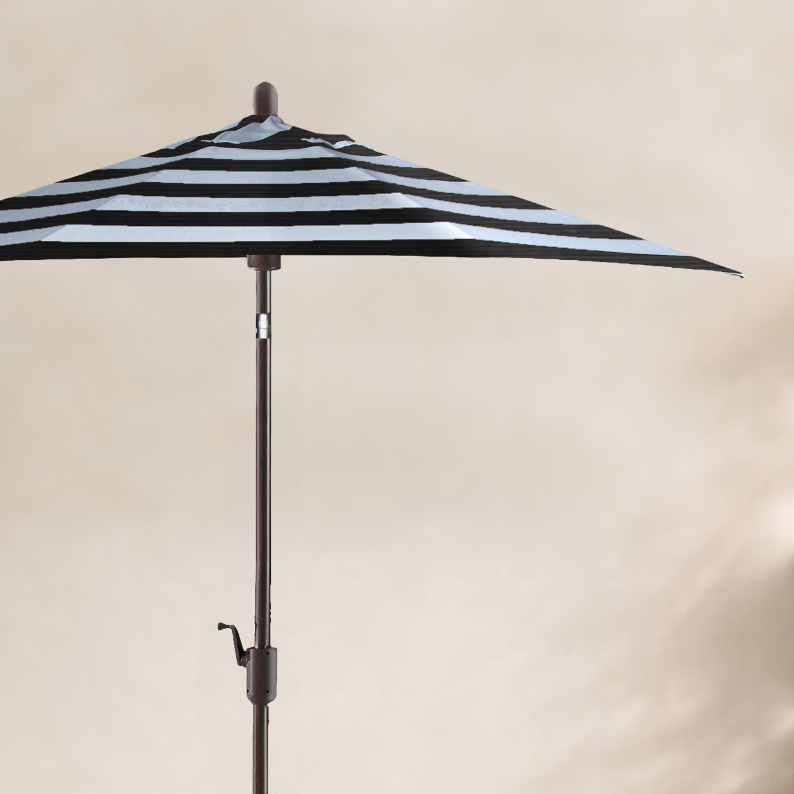 Natalie 104'' Outdoor Polyester Umbrella, Antique Bronze, Black Stripe Sunbrella®