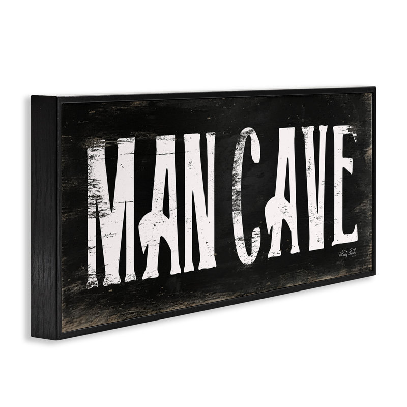 «Man Cave», estampe numérique en noir et blanc par Cindy Jacobs, Giclée encadrée noir minuit, H 13 po x l 30 po