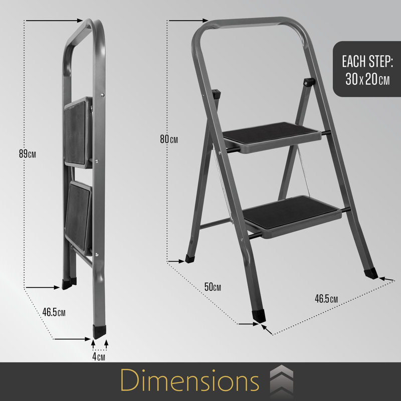 Alloy Steel Step Stool, Grey