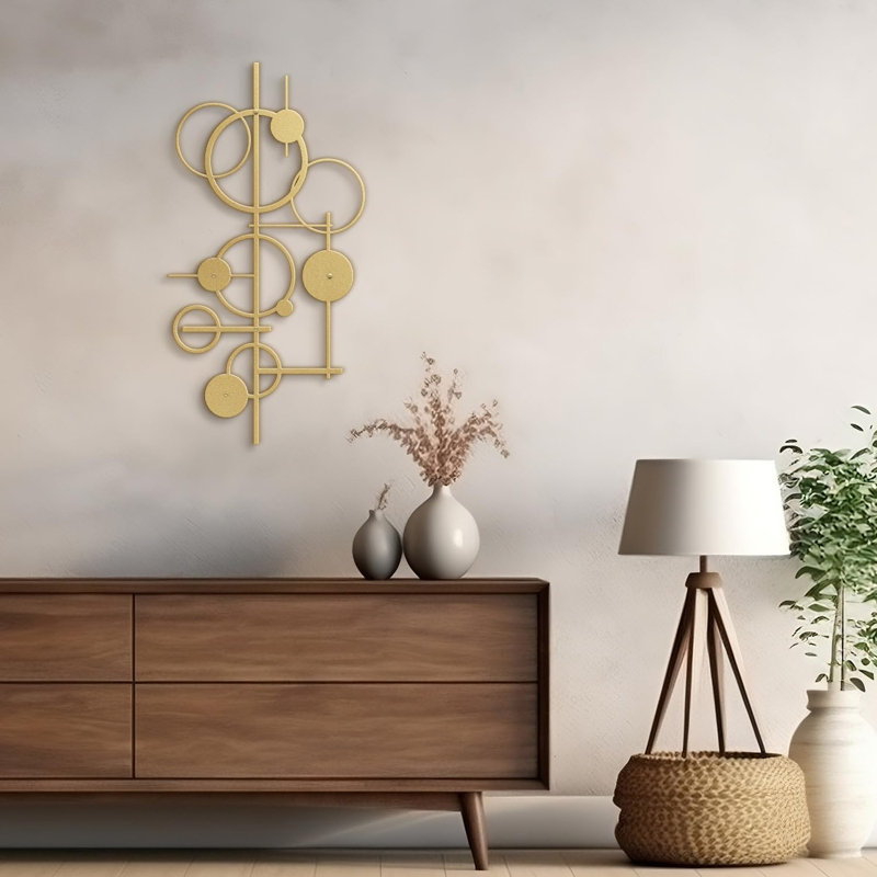 Décoration murale en métal, H 18 po x l 9 po x P 0,05 po, Or