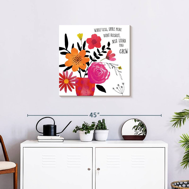 Tergel Floral Worry Less Smile More, 24" H x 24" W