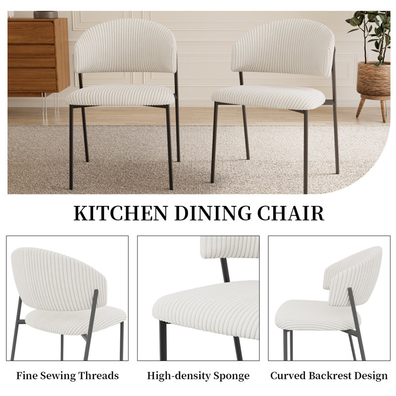46'' Modern Round Kitchen Dining Table Set with 32.6"H Dining Chairs, White, 3 Pieces: Table, 2 Chairs