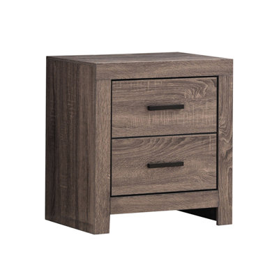 Table de chevet à la mode 2 en chêne brun et panneau de particules couleur moderne à 2 tiroirs avec fermeture en douceur