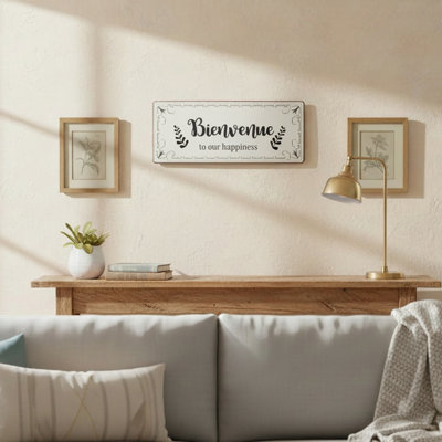 Haight Metal Wall Sign Bienvenue Dans Notre Bonheur - Set Of 2
