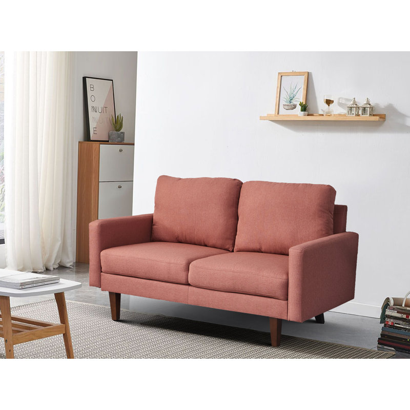 Chassia Upholstered 60'' Loveseat, Coral Linen Blend