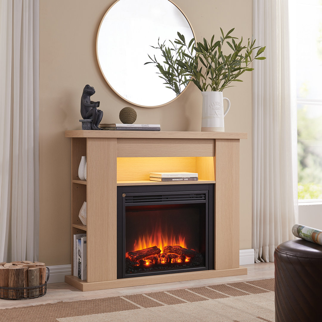 FLAMME Lipson Freestanding Fireplace, Shalving Units, Multiple Colours Available, Mood Lighting, Remote