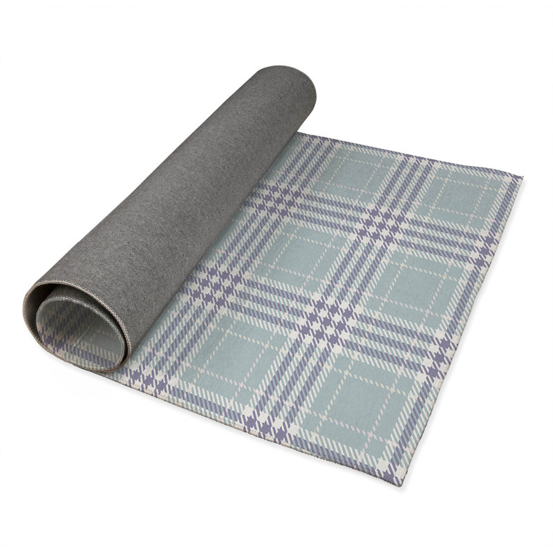 Christopher Plaid Kids Play Mat, Rectangle 4' x 6', Blue/Purple