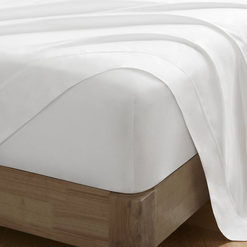 4 Pieces Sateen Sheet Set,White, White, California King Sheet Set