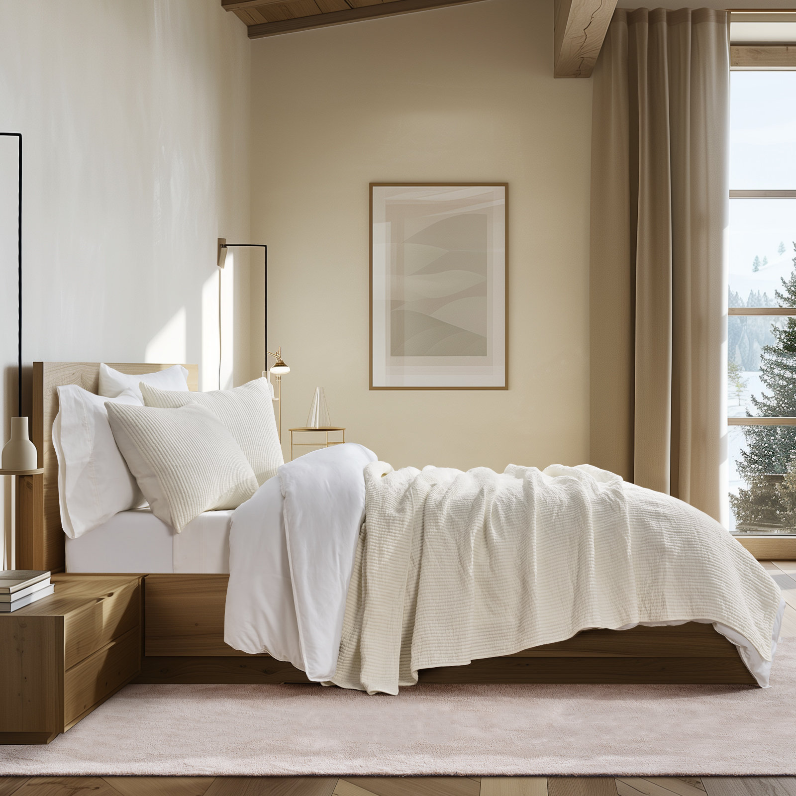 Ribbed Cotton Coverlet Set, King Quilt + 2 King Shams, Sage Green