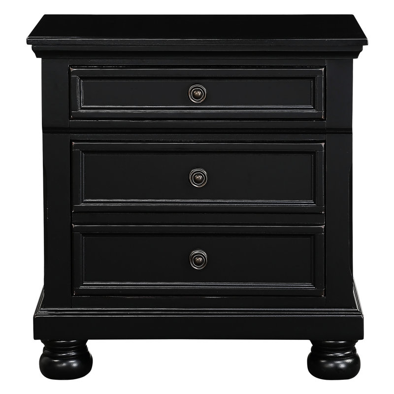 Table d'appoint de chambre à coucher en noir, 2 tiroirs coulissants, compartiment caché, plateau en feutre, sans assemblage avec tiroir, assemblage régulier, plateau