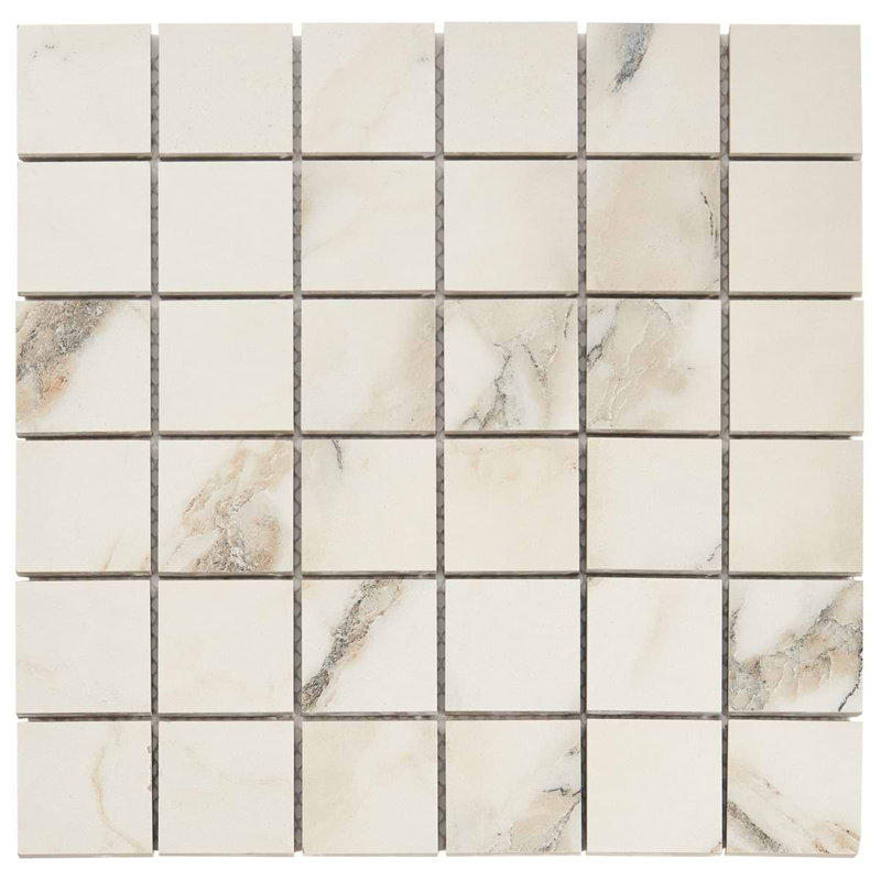 Dreamstone 2X2 Matte Porcelain Mosaic, Calacatta Rustico Matte