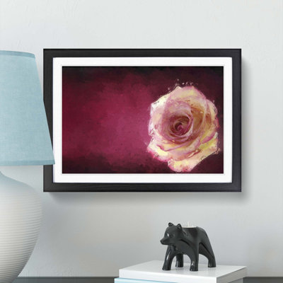 Lone Pink Rose in Abstract - Picture Frame Painting Print