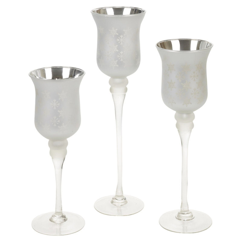 Glass Tabletop Hurricane with Candle Included, Silver